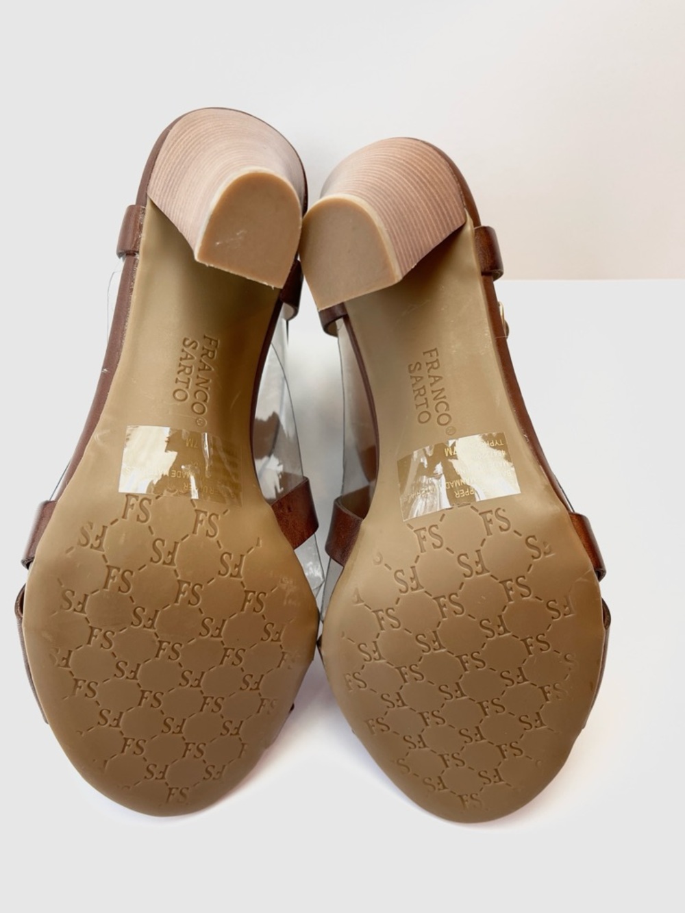 BROWN LEATHER STRAPPY BLOCK HEEL SANDAL - Picture 7 of 8